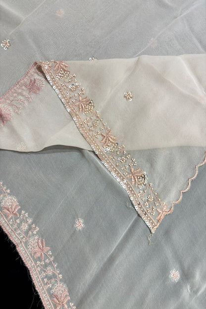 Cut Beads & Sequins Embroidered With Scallop Edged Georgette Dupatta