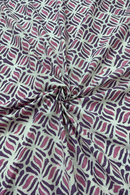 Geometric Patterned Hand Block Batik Printed Pure Cotton Fabric
