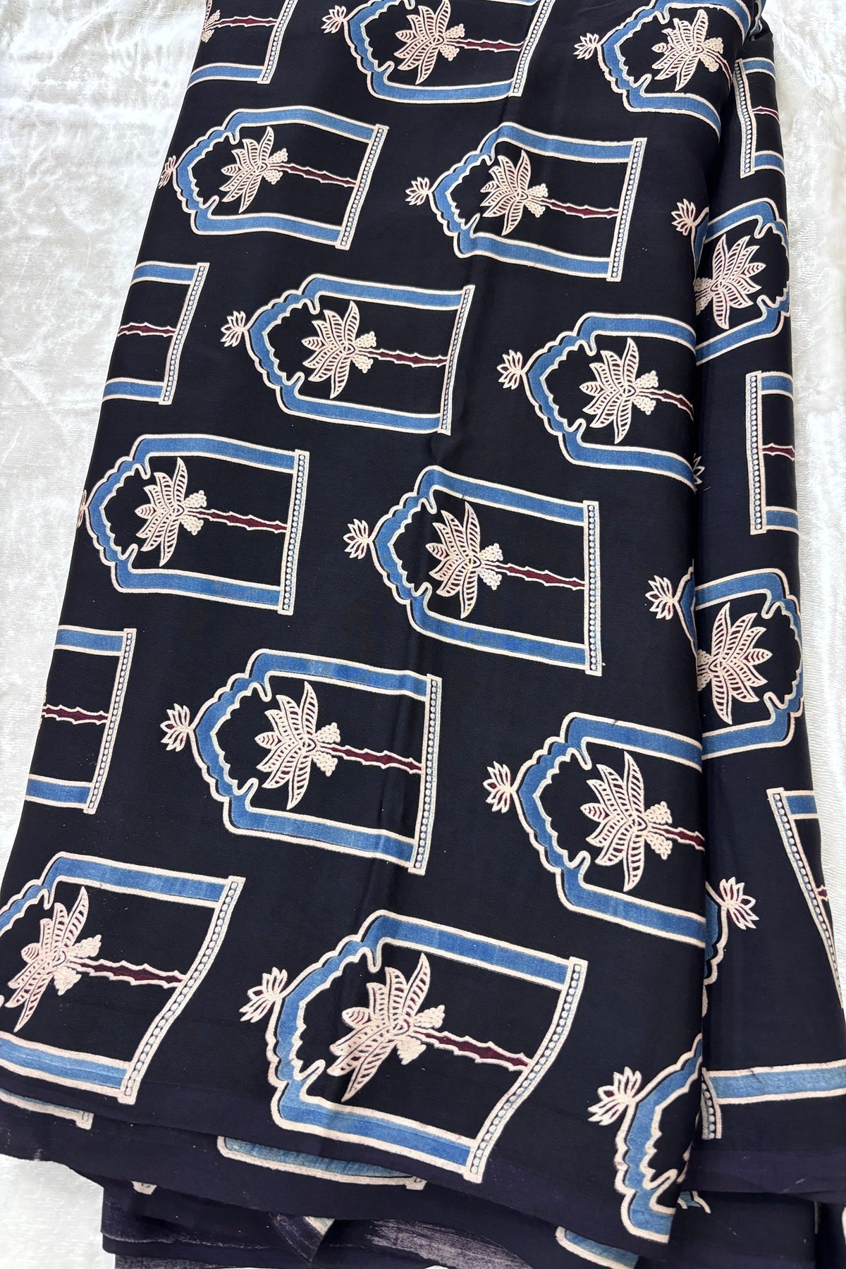 House Of Tree Ajrak Printed Modal Satin Silk Fabric