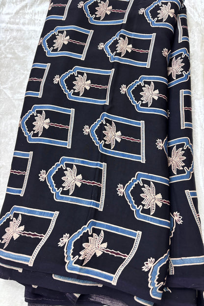 House Of Tree Ajrak Printed Modal Satin Silk Fabric