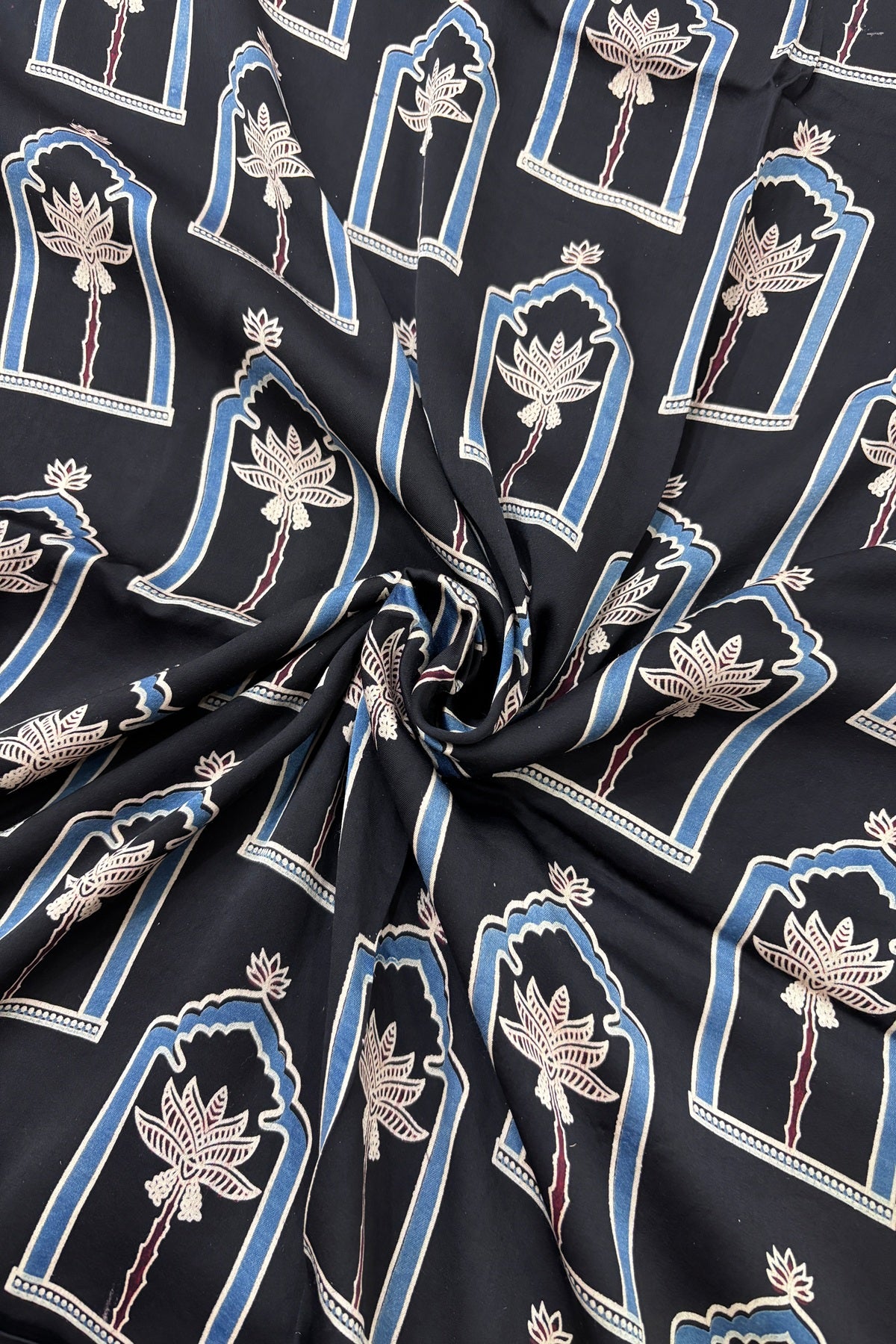 House Of Tree Ajrak Printed Modal Satin Silk Fabric