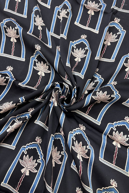 House Of Tree Ajrak Printed Modal Satin Silk Fabric