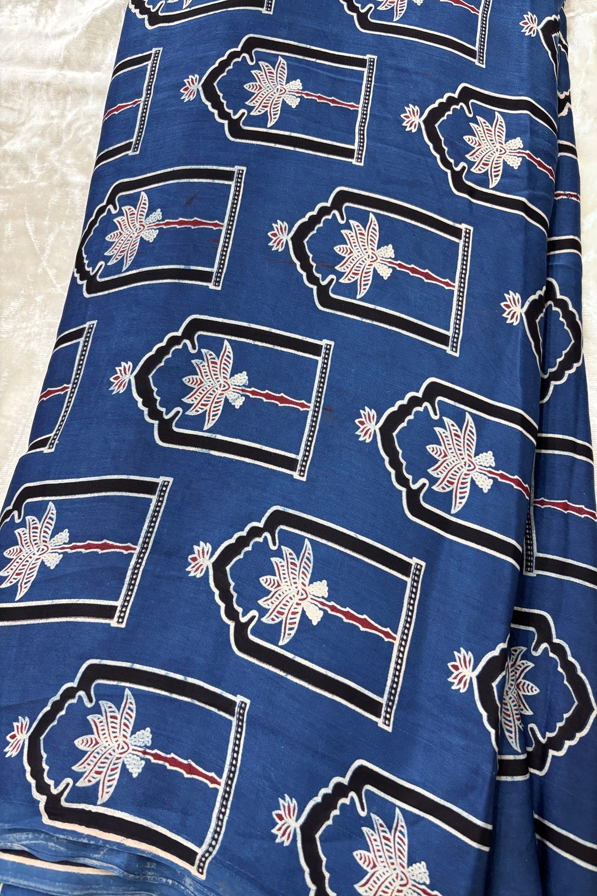 House Of Tree Ajrak Printed Modal Satin Silk Fabric