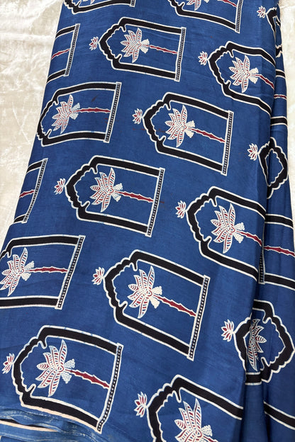 House Of Tree Ajrak Printed Modal Satin Silk Fabric