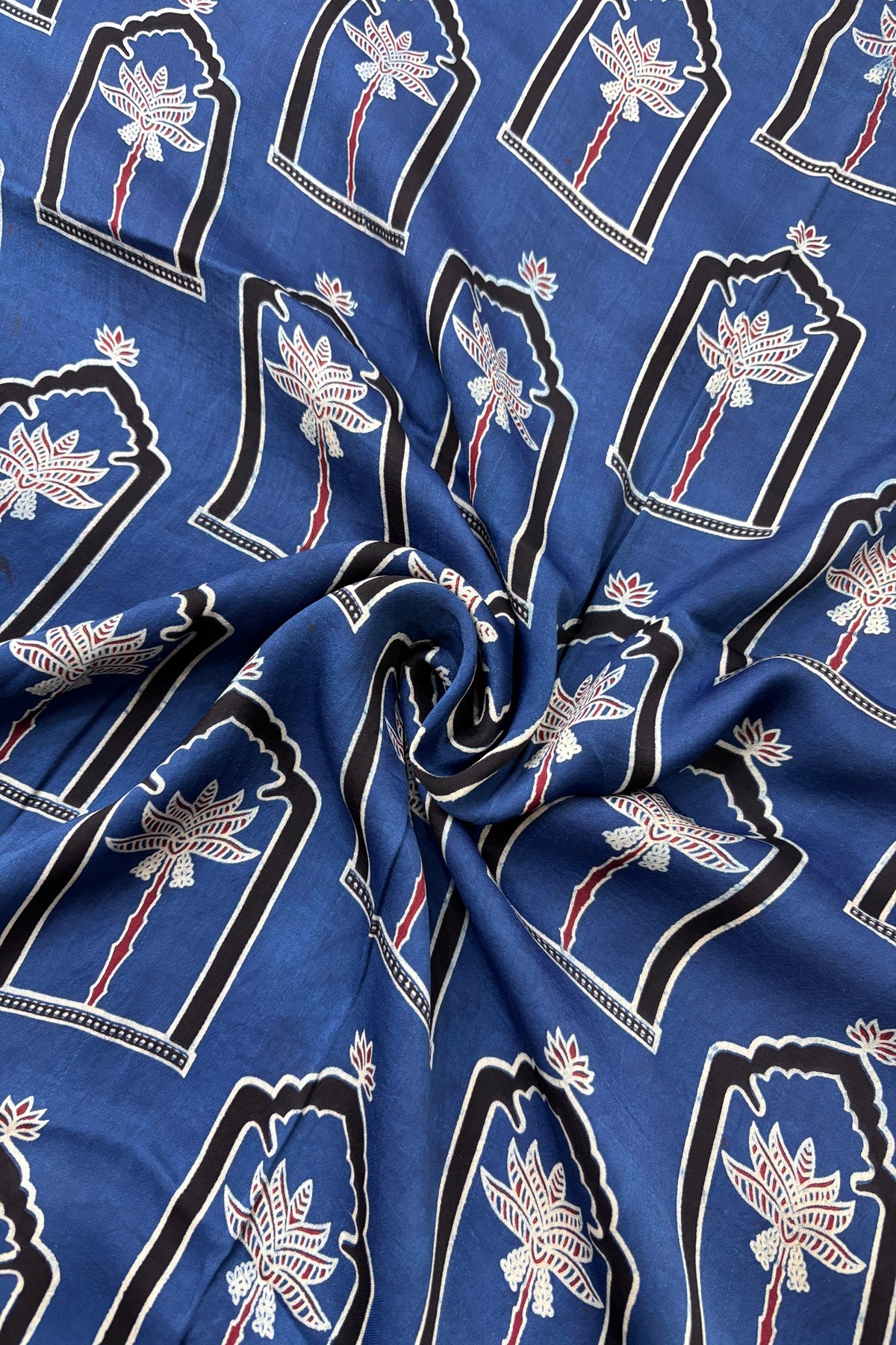 House Of Tree Ajrak Printed Modal Satin Silk Fabric