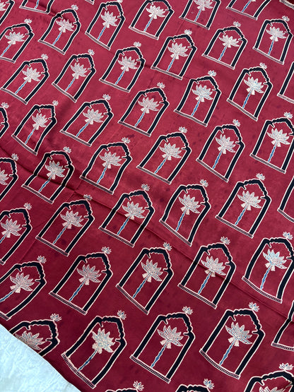 House Of Tree Ajrak Printed Modal Satin Silk Fabric