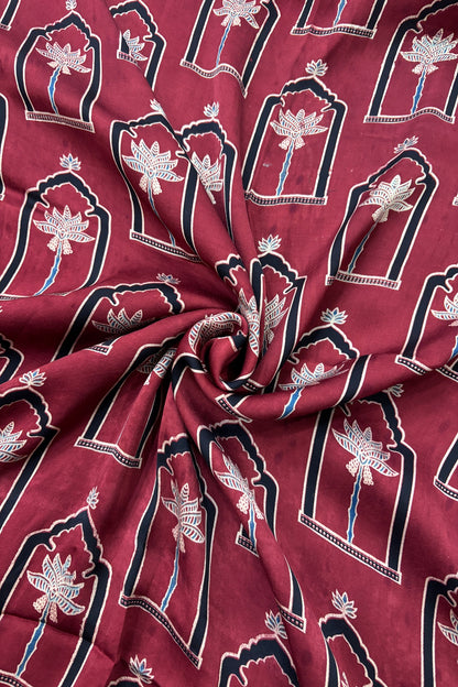 House Of Tree Ajrak Printed Modal Satin Silk Fabric