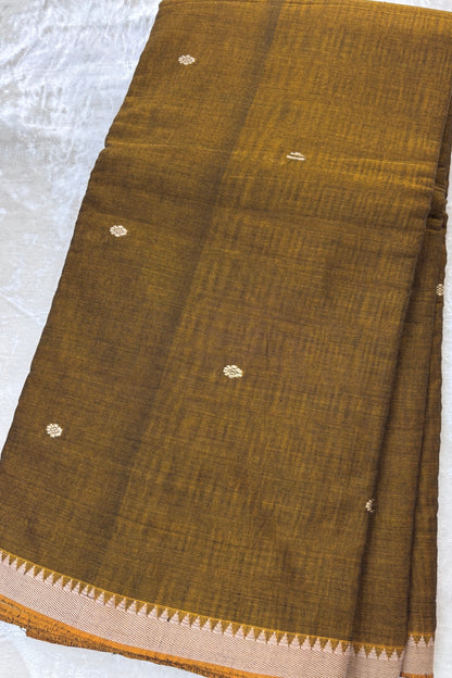 Pure Hand Woven Narayapet Cotton Fabric With One Inch Temple Border &  Motifs