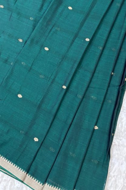 Pure Hand Woven Narayapet Cotton Fabric With One Inch Temple Border &  Motifs