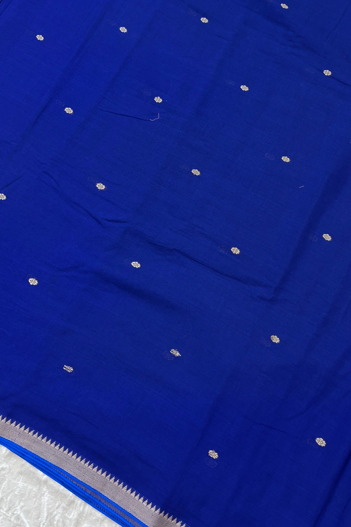 Pure Hand Woven Narayapet Cotton Fabric With One Inch Temple Border &  Motifs