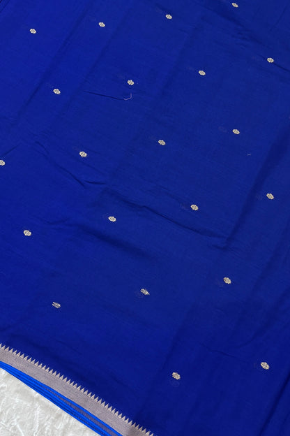 Pure Hand Woven Narayapet Cotton Fabric With One Inch Temple Border &  Motifs