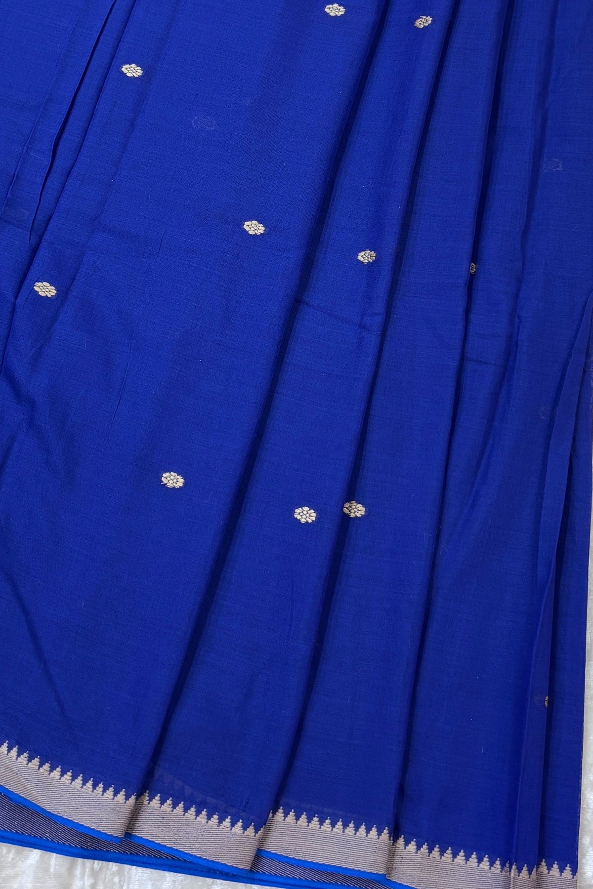 Pure Hand Woven Narayapet Cotton Fabric With One Inch Temple Border &  Motifs