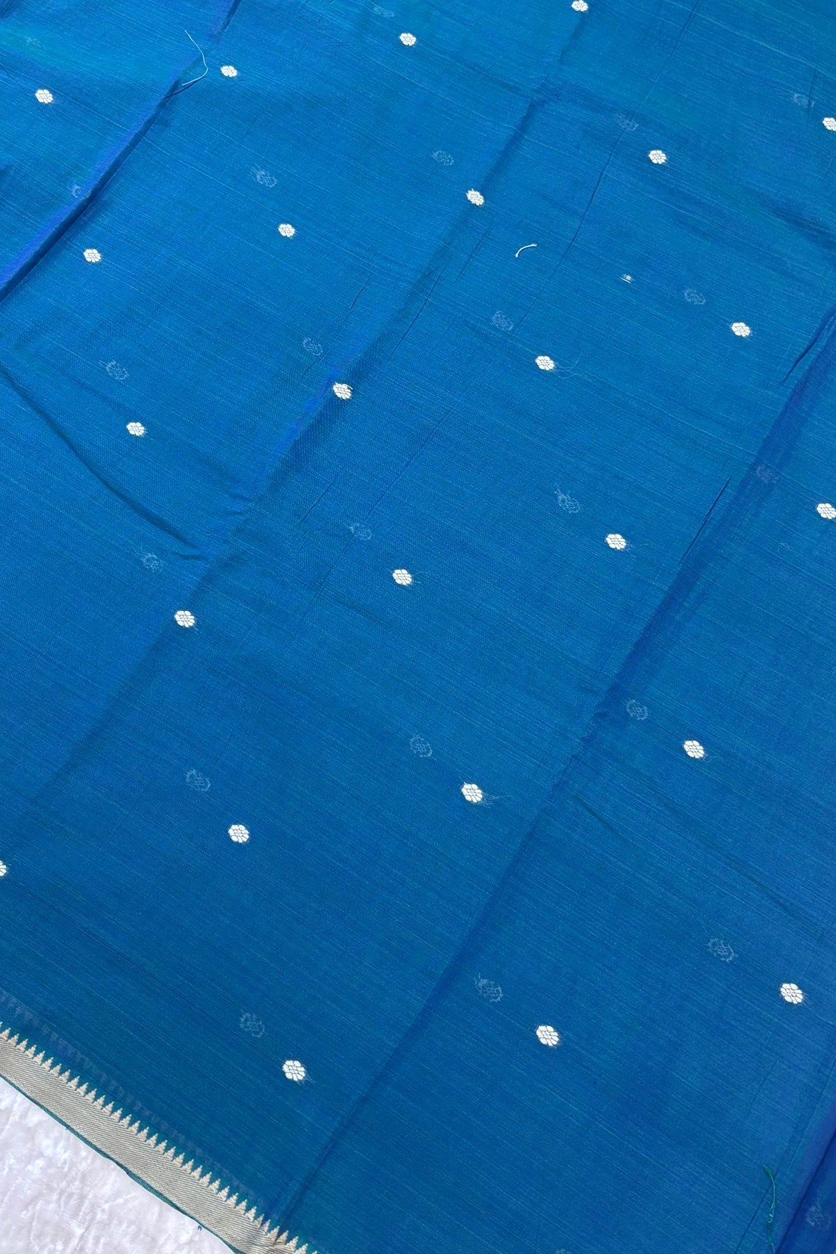 Pure Hand Woven Narayapet Cotton Fabric With One Inch Temple Border &  Motifs