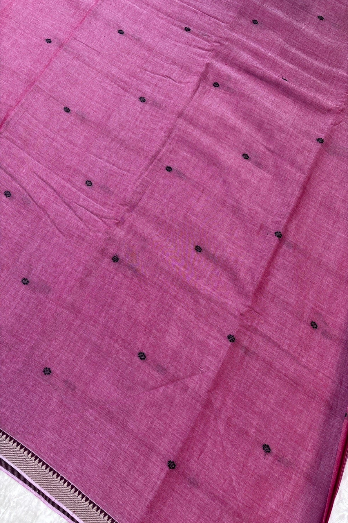 Pure Hand Woven Narayapet Cotton Fabric With One Inch Temple Border &  Motifs