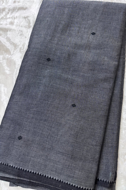 Pure Hand Woven Narayapet Cotton Fabric With One Inch Temple Border &  Motifs