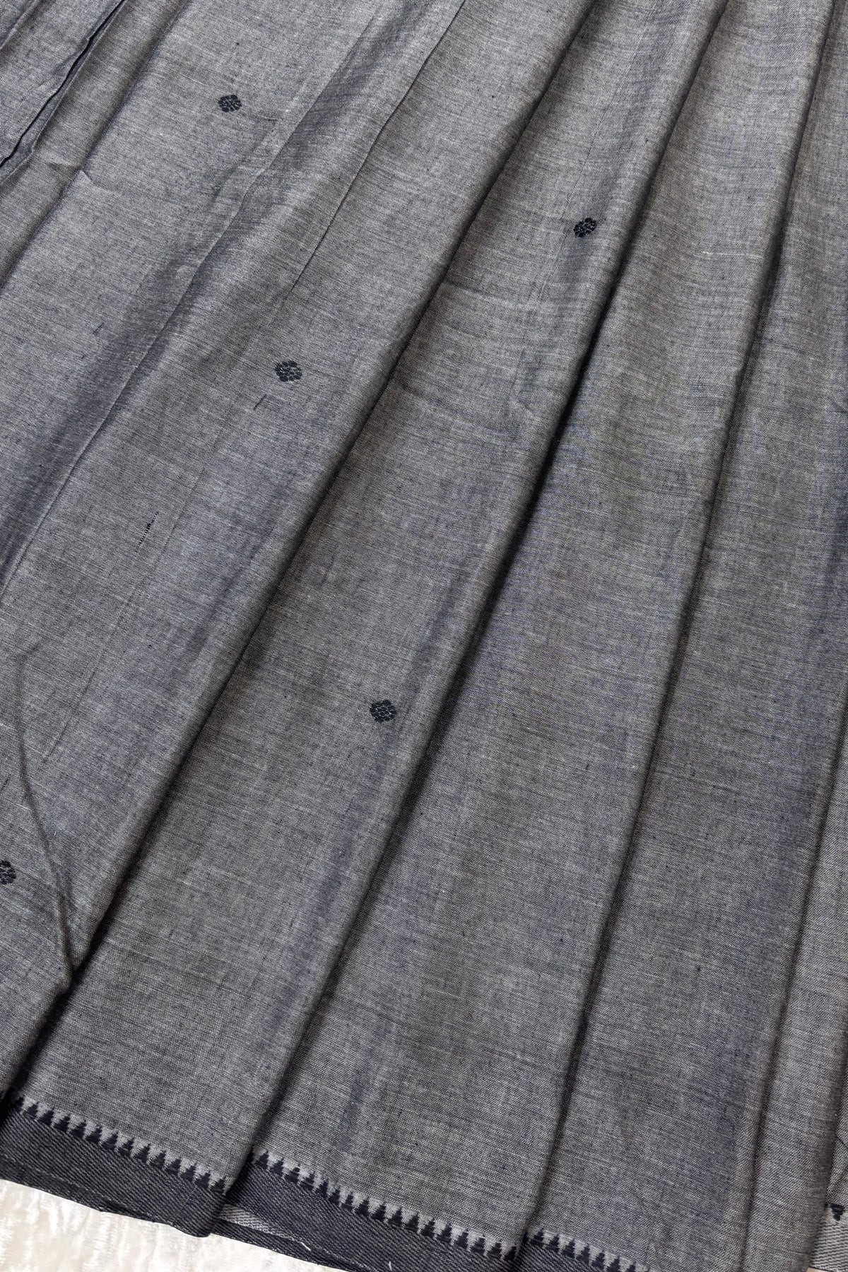 Pure Hand Woven Narayapet Cotton Fabric With One Inch Temple Border &  Motifs