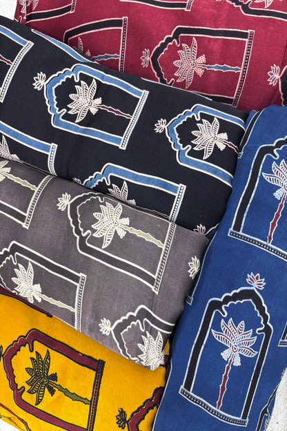 House Of Tree Ajrak Printed Modal Satin Silk Fabric