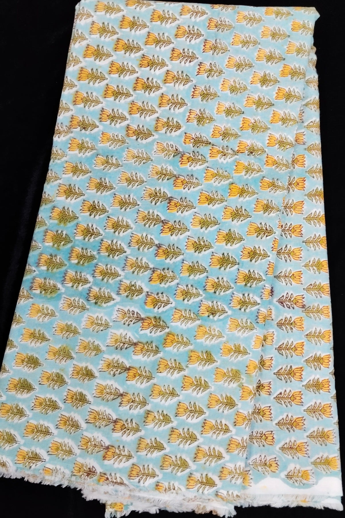 Miniature Lotus Sanganeri Printed Pure Cotton Fabric