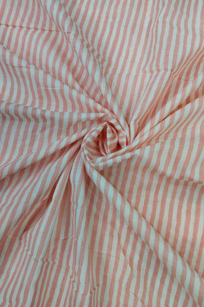 Horizontal Lines Screen Printed Pure Cotton Fabric