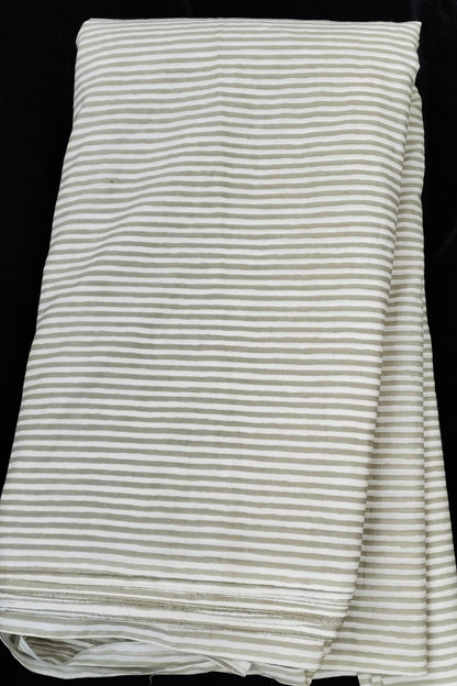 Horizontal Lines Screen Printed Pure Cotton Fabric