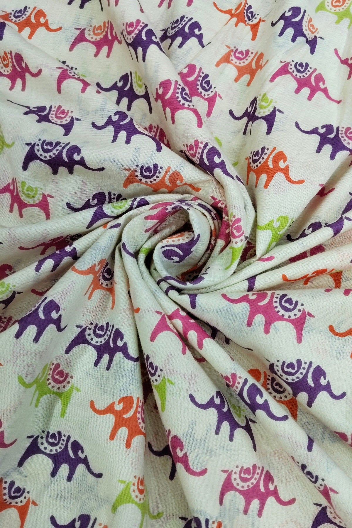 Baby Elephant Holding Inverted Heart Cotton Fabric