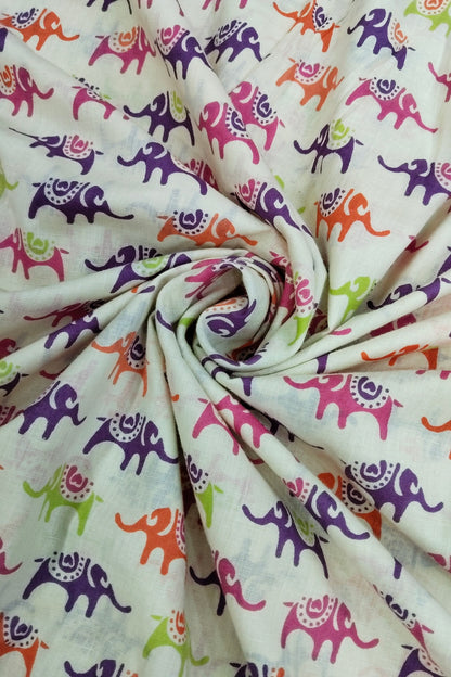 Baby Elephant Holding Inverted Heart Cotton Fabric