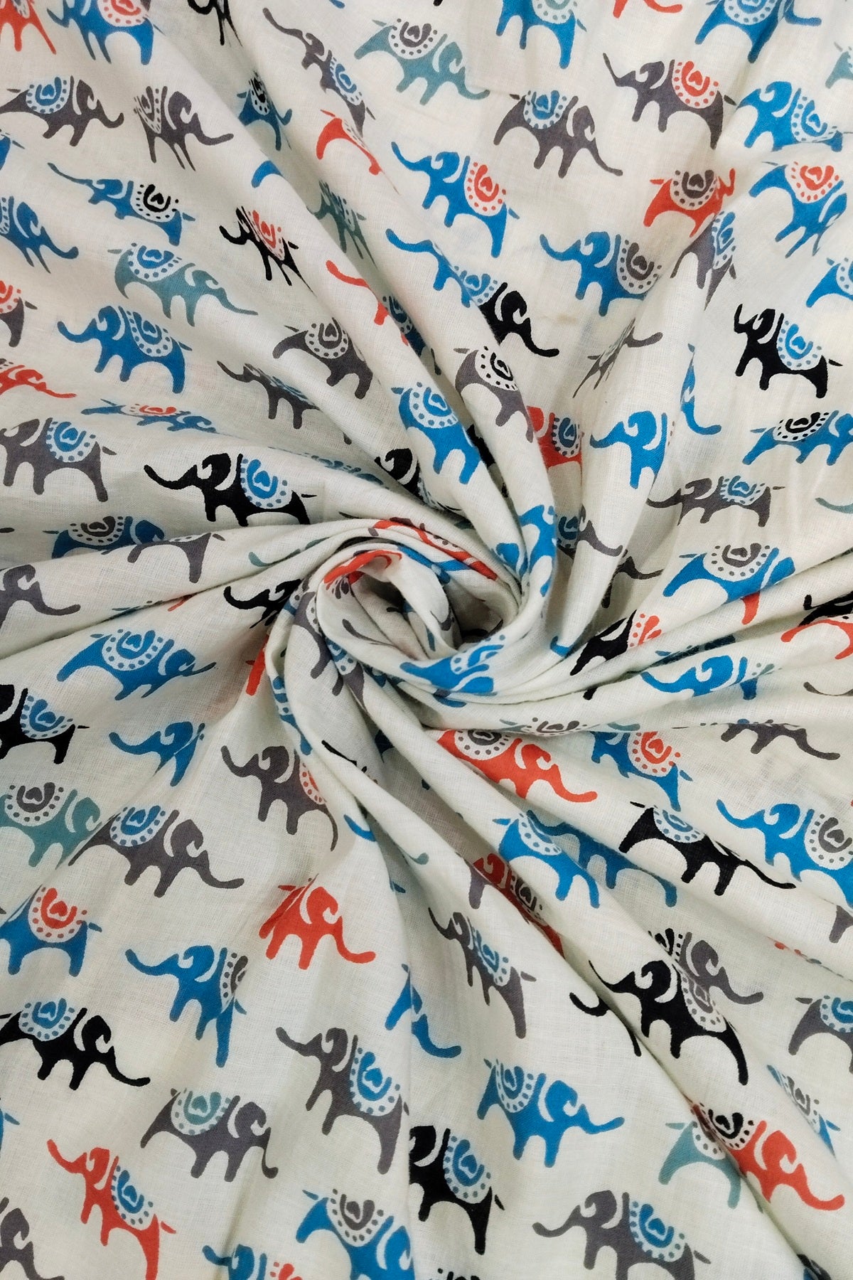 Baby Elephant Holding Inverted Heart Cotton Fabric