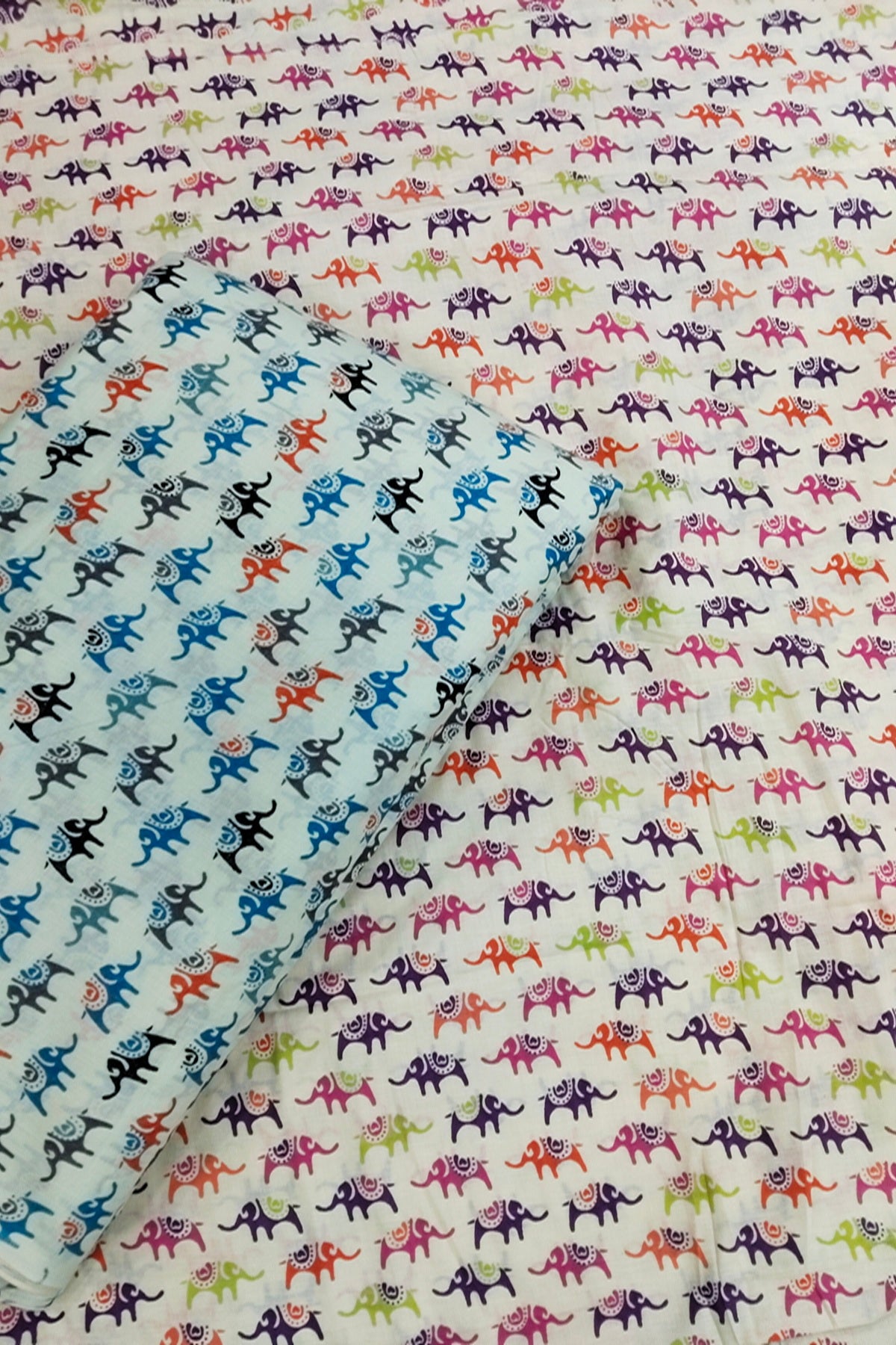 Baby Elephant Holding Inverted Heart Cotton Fabric