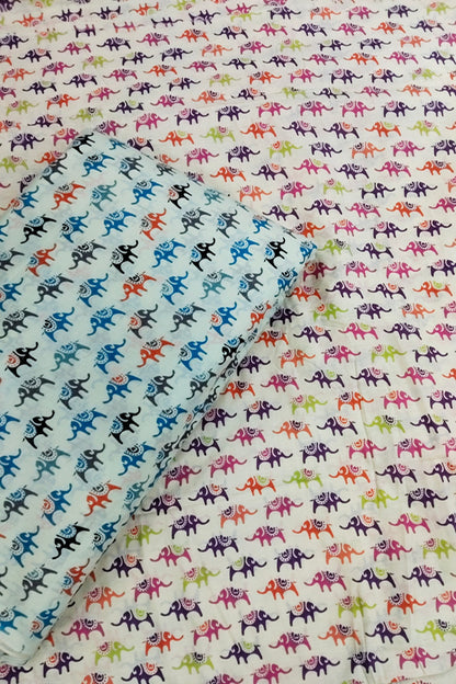 Baby Elephant Holding Inverted Heart Cotton Fabric