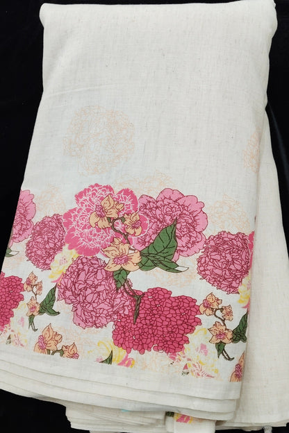 Nosegay Bouquet Prints on Cream Pure Flex Cotton Fabric