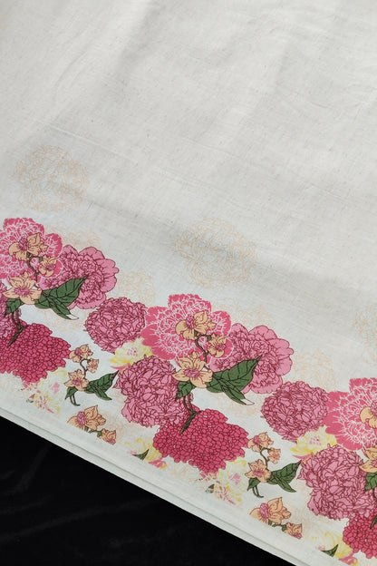 Nosegay Bouquet Prints on Cream Pure Flex Cotton Fabric