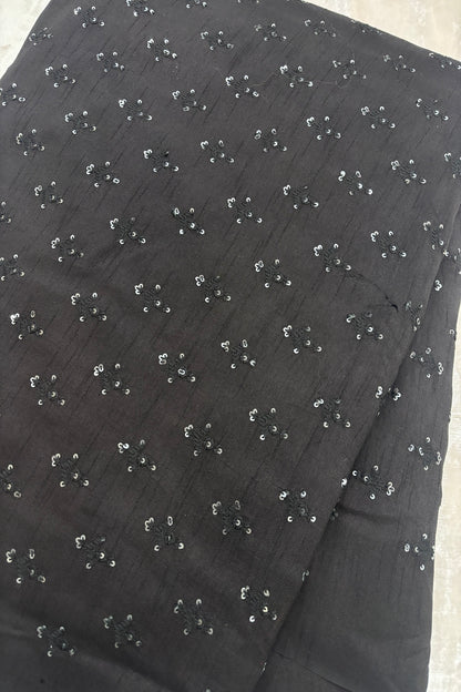 Mughal Embroidered Self Floral Butties With Sequins Highlighted Falling Raw Silk Fabric