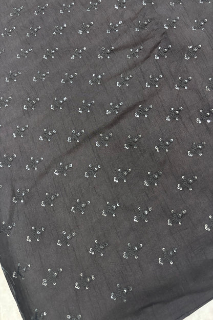 Mughal Embroidered Self Floral Butties With Sequins Highlighted Falling Raw Silk Fabric