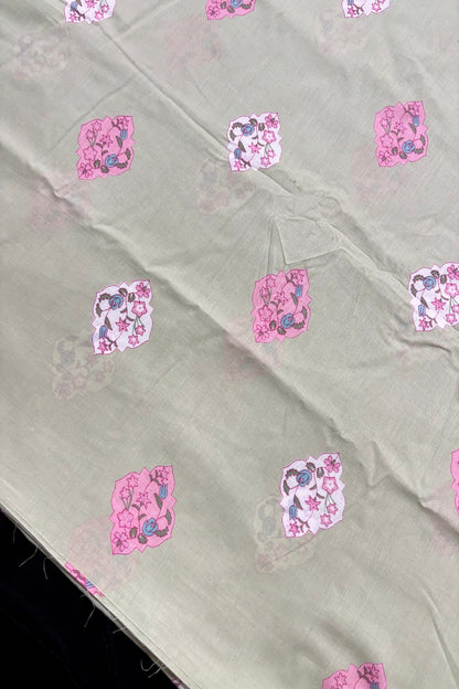 Floral Geometric Cartouche Buttas Printed Pure Cotton Fabric