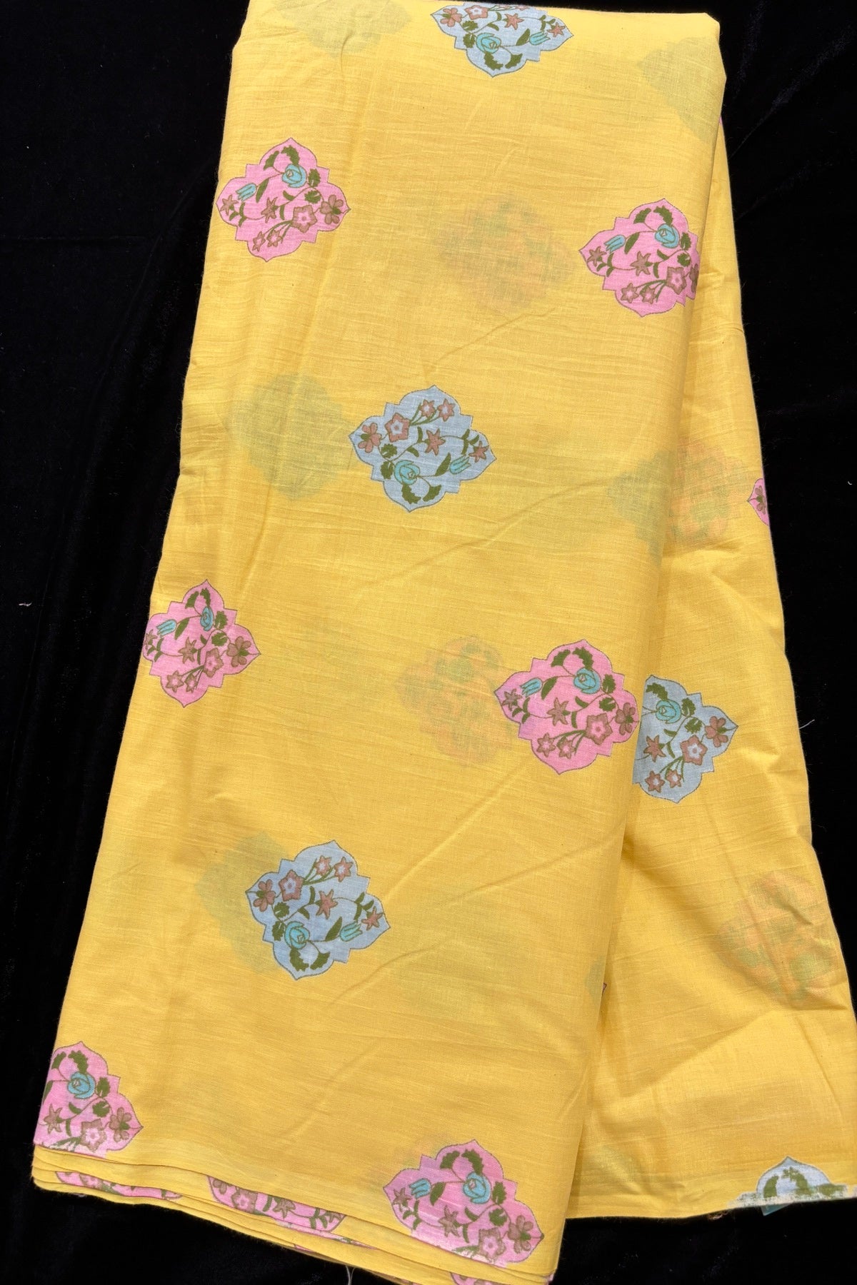 Floral Geometric Cartouche Buttas Printed Pure Cotton Fabric