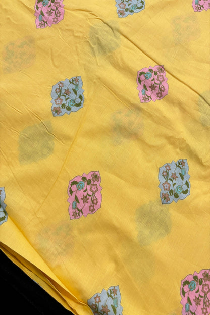 Floral Geometric Cartouche Buttas Printed Pure Cotton Fabric