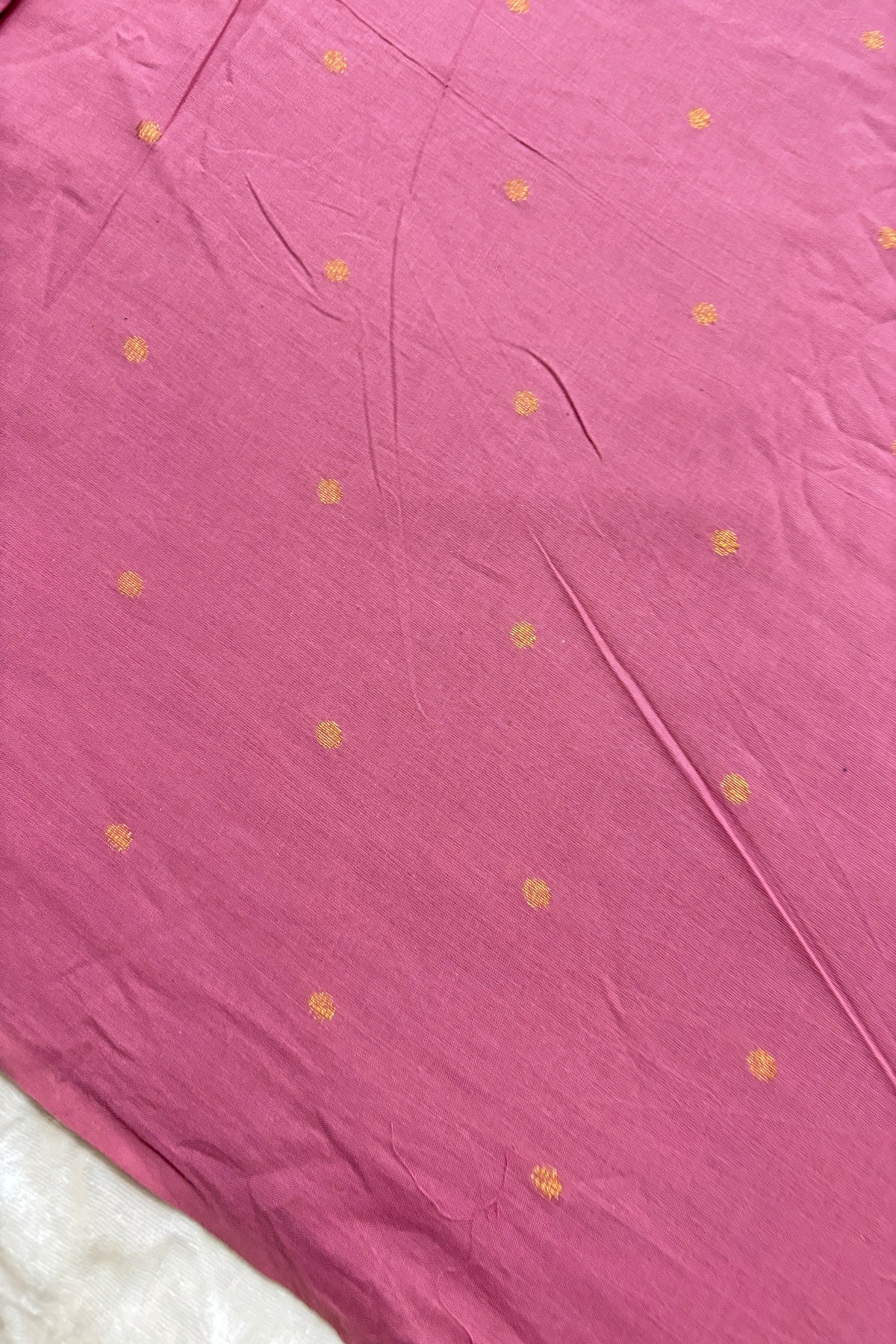 Polka Dots Gold Buttie Zari Woven Pure Cotton Fabric