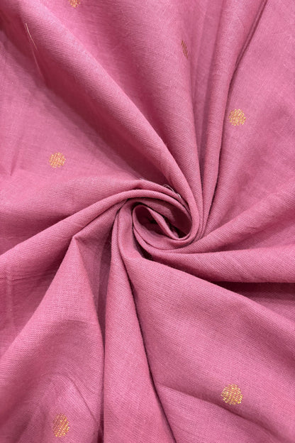 Polka Dots Gold Buttie Zari Woven Pure Cotton Fabric