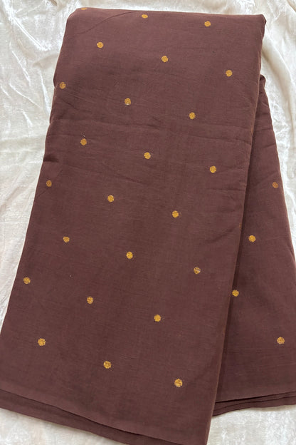 Polka Dots Gold Buttie Zari Woven Pure Cotton Fabric