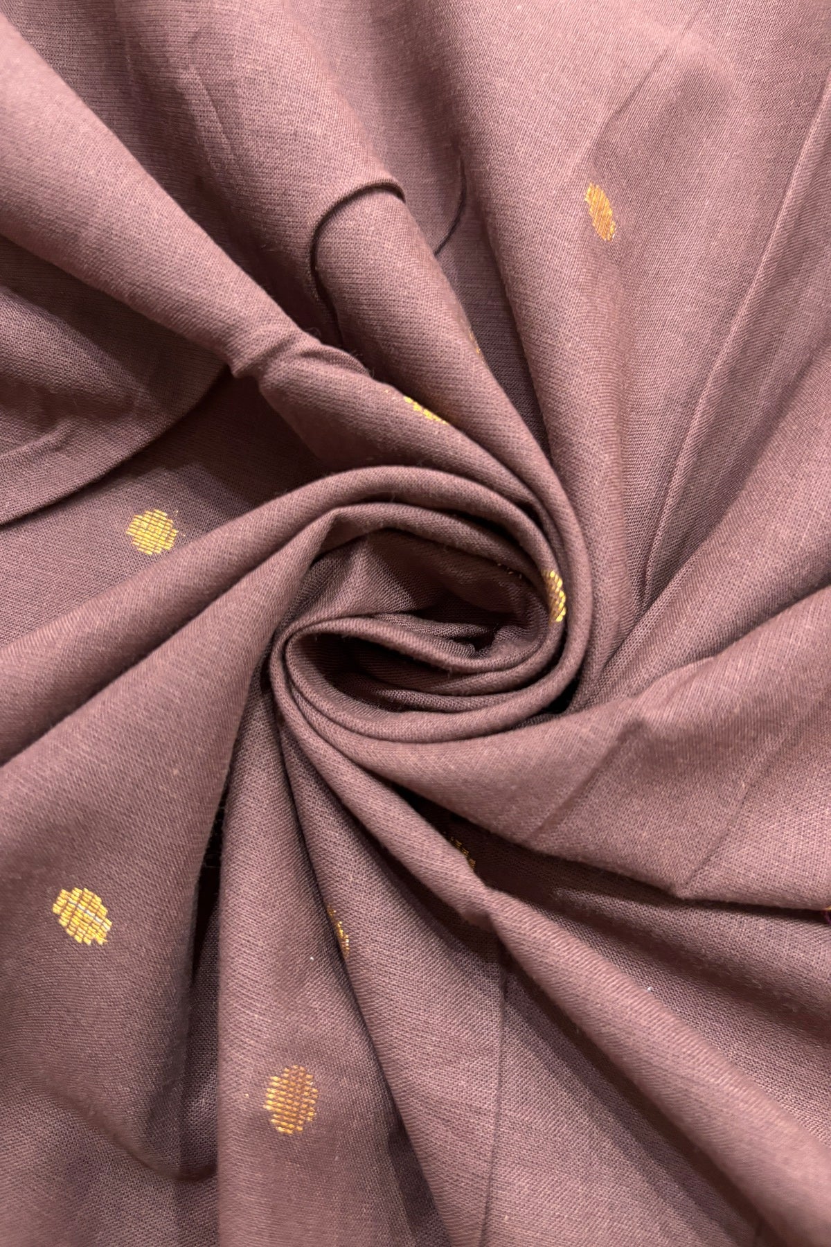 Polka Dots Gold Buttie Zari Woven Pure Cotton Fabric