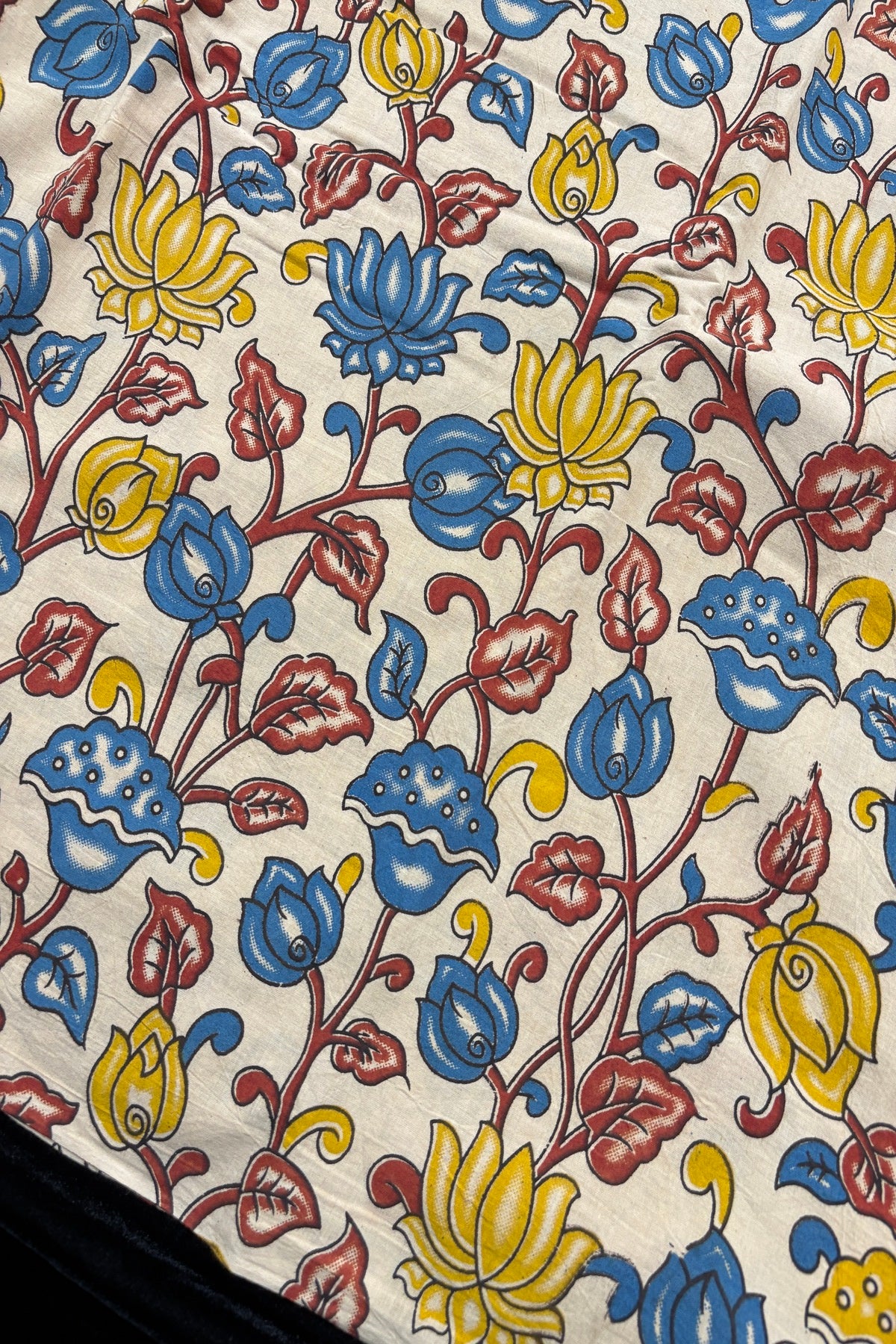 Lotus & Floral Inspired Kalamkari Printed Cotton Fabric