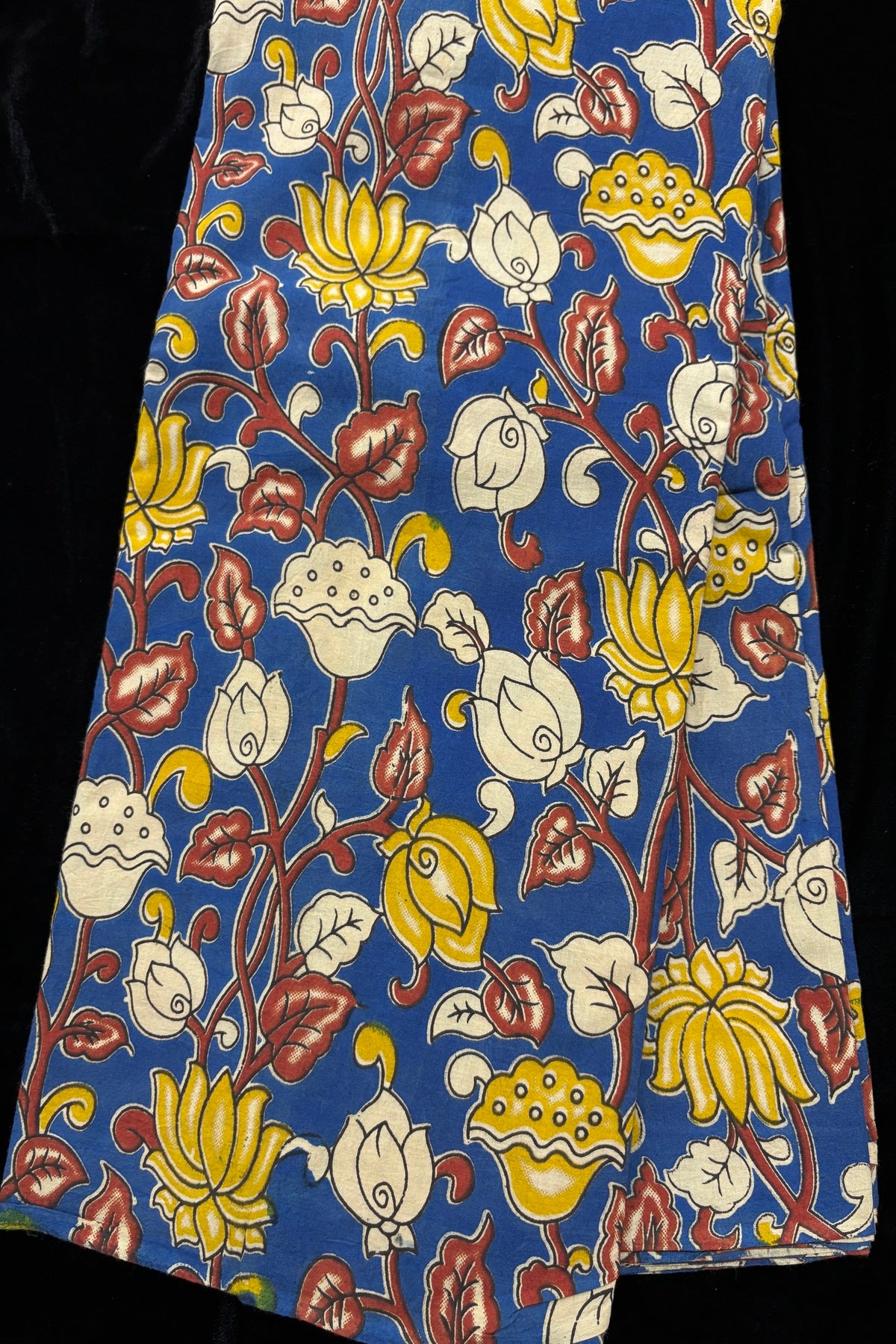 Lotus & Floral Inspired Kalamkari Printed Cotton Fabric