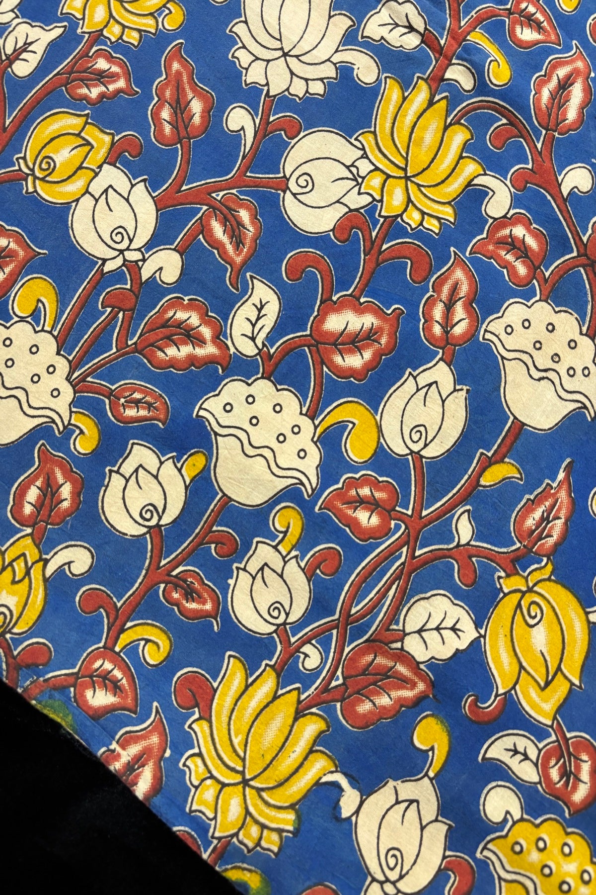 Lotus & Floral Inspired Kalamkari Printed Cotton Fabric