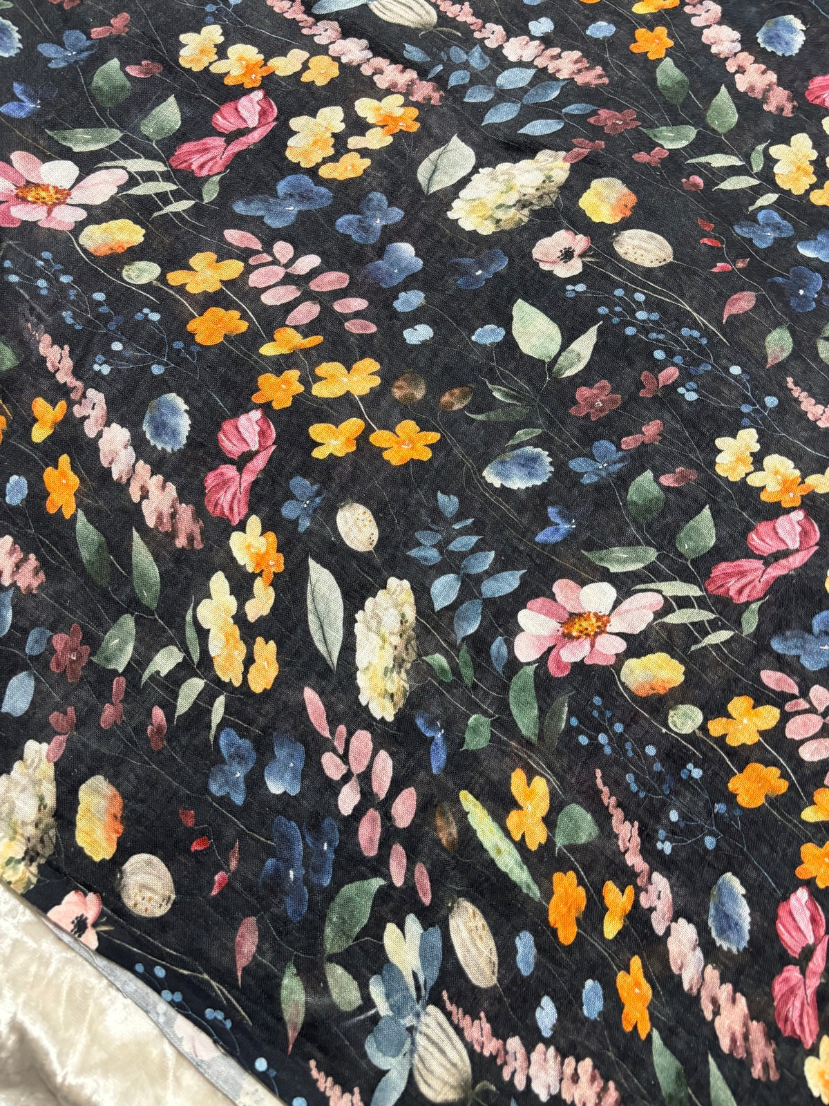Blooming Multi Floral Printed Pure Lenin Fabric