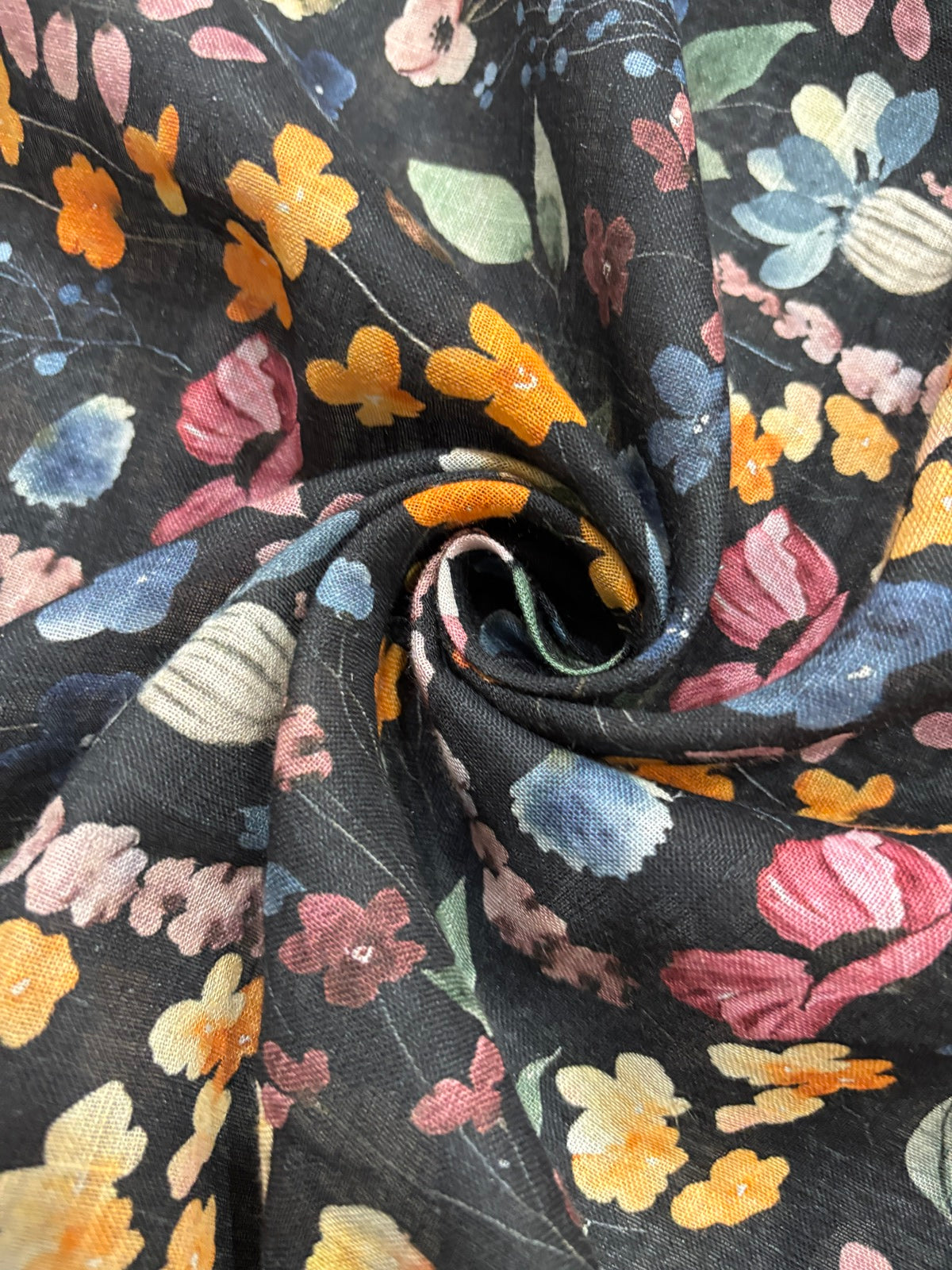 Blooming Multi Floral Printed Pure Lenin Fabric