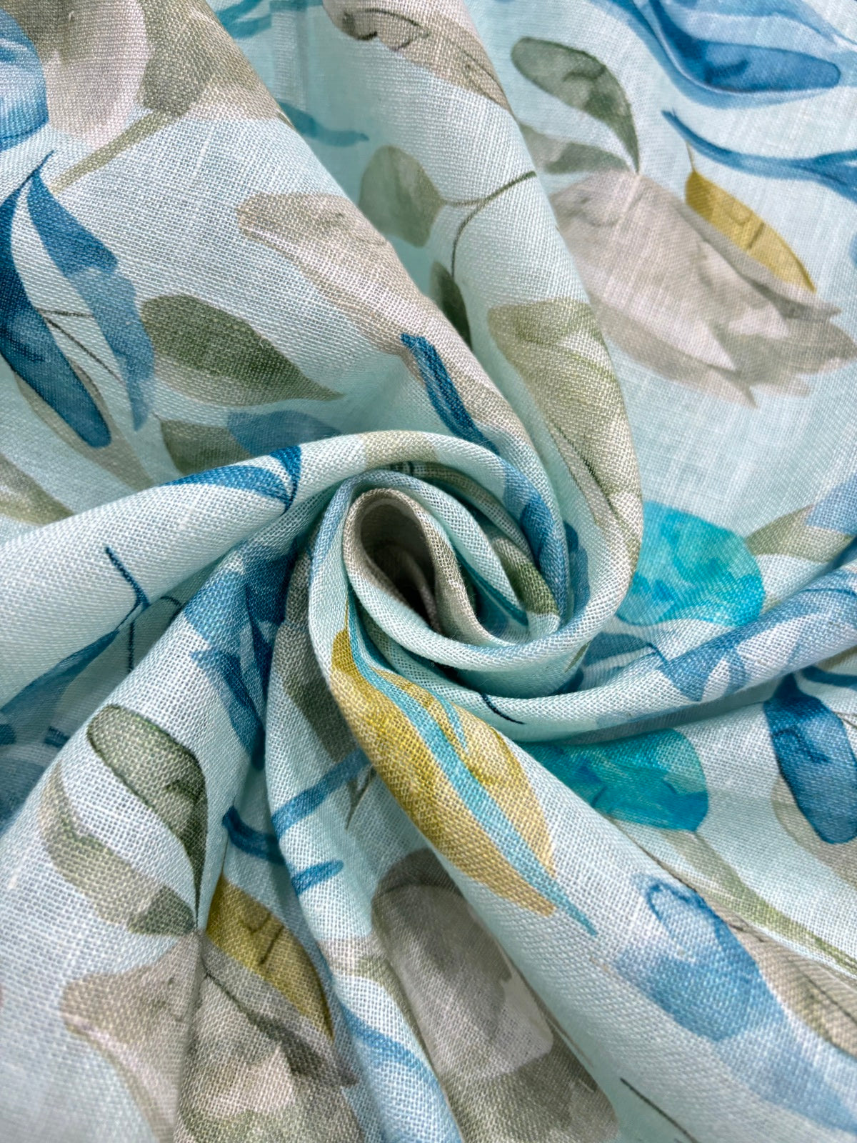 Water Color Tulip Floral Printed Pure Lenin Fabric