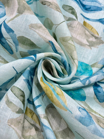 Water Color Tulip Floral Printed Pure Lenin Fabric