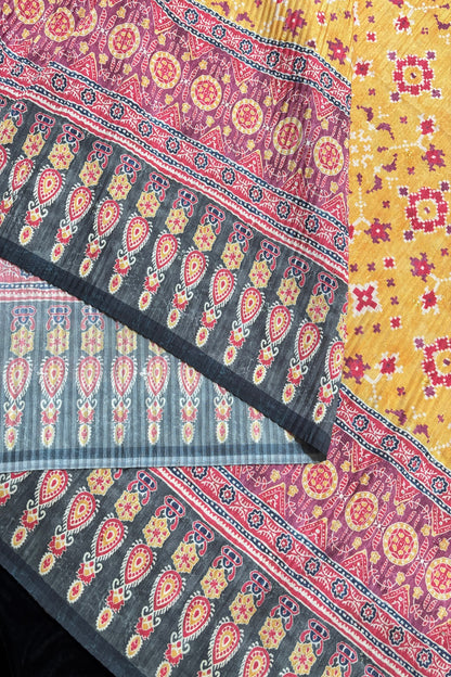 Ajrak Fusion Printed Crushed Chinon Fabric