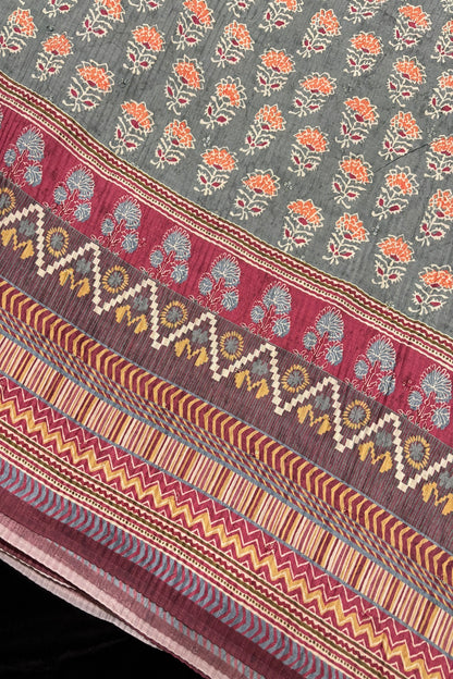Sanganeri Inspired Printed Crushed Chinon Fabric