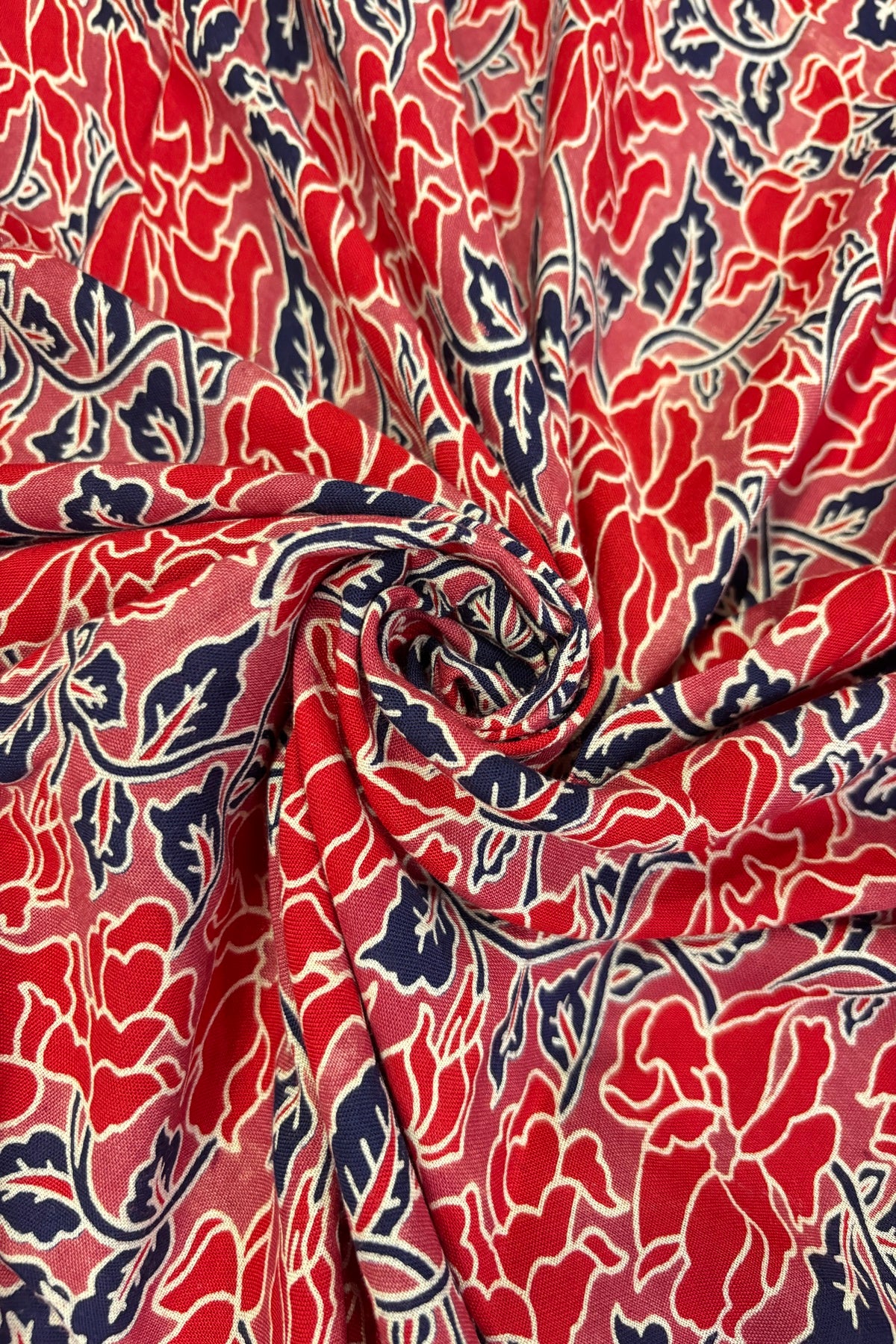 Kalamkari Inspired Hand Block Printed Rayon Fabric